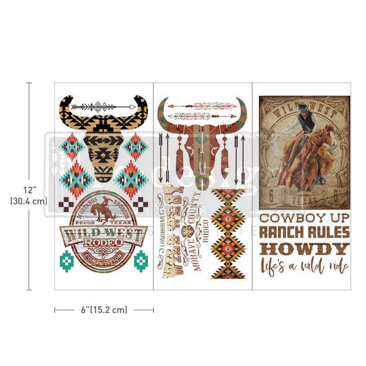 Redesign Small Transfer Wild West 3 Sheets 6"x12"