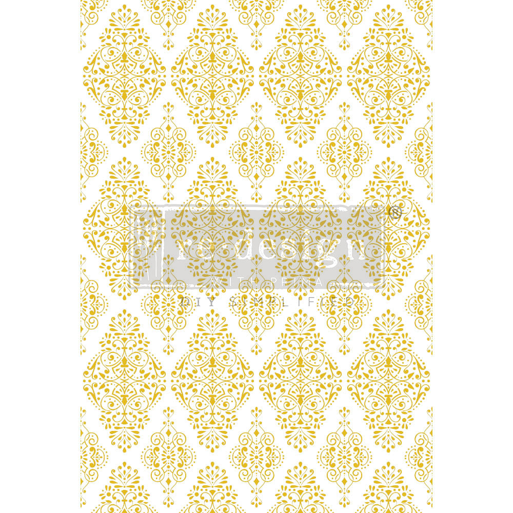 Re-Design With Prima® Decor Transfers - Kacha - Golden Damask 24x35"