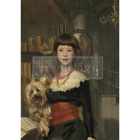 Re-Design With Prima® A1 Decoupage Rice Paper - A Girl and Her Pup 23.4x33.1"