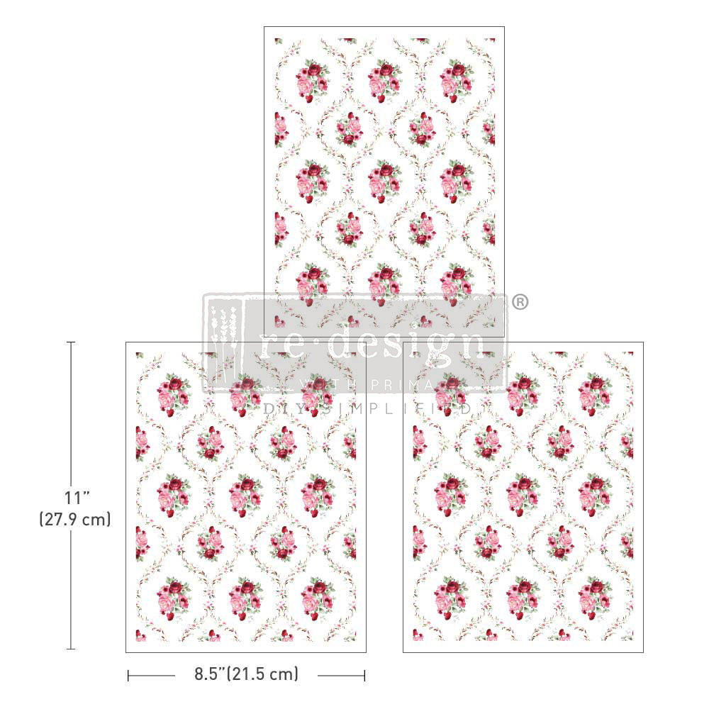 Re-Design With Prima® Middy Transfer - Blush Bouquet 8.5x11"