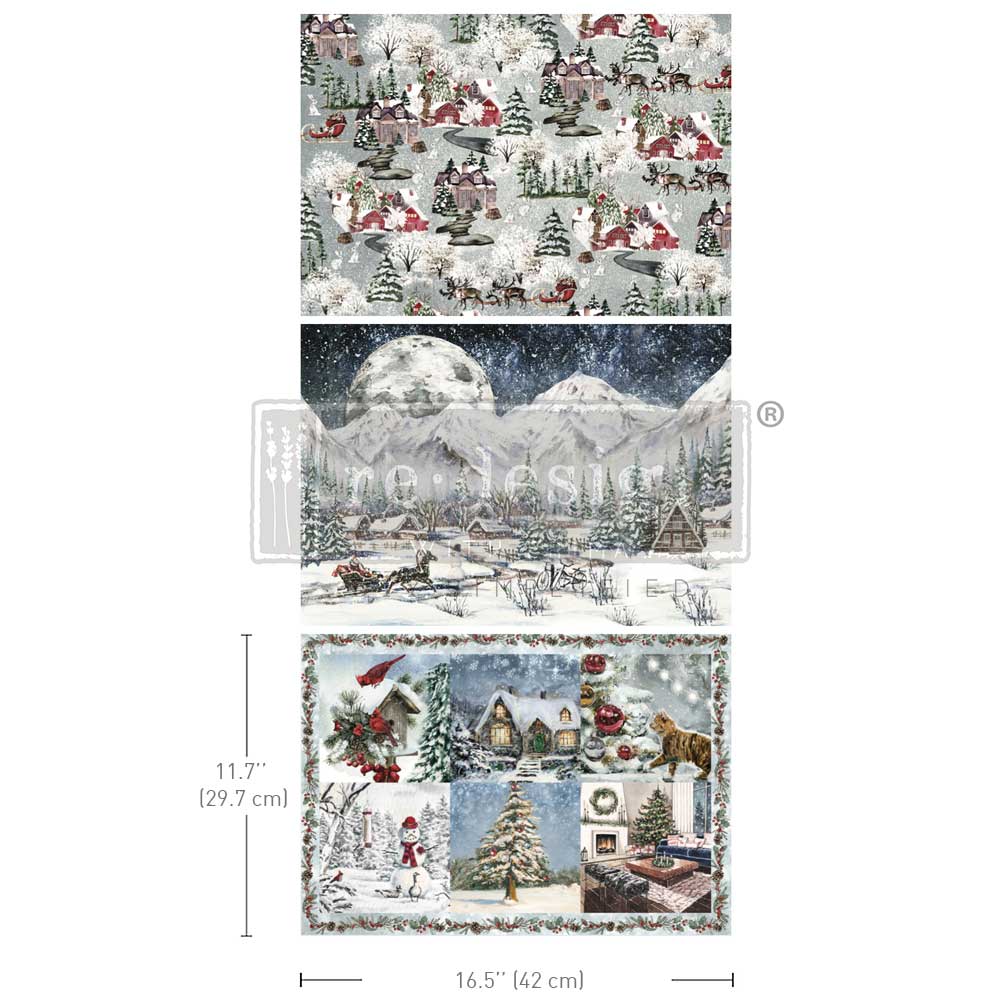 Re-Design With Prima® A3 Decoupage Fiber - Snowfall Splendor 11.7x16.5"