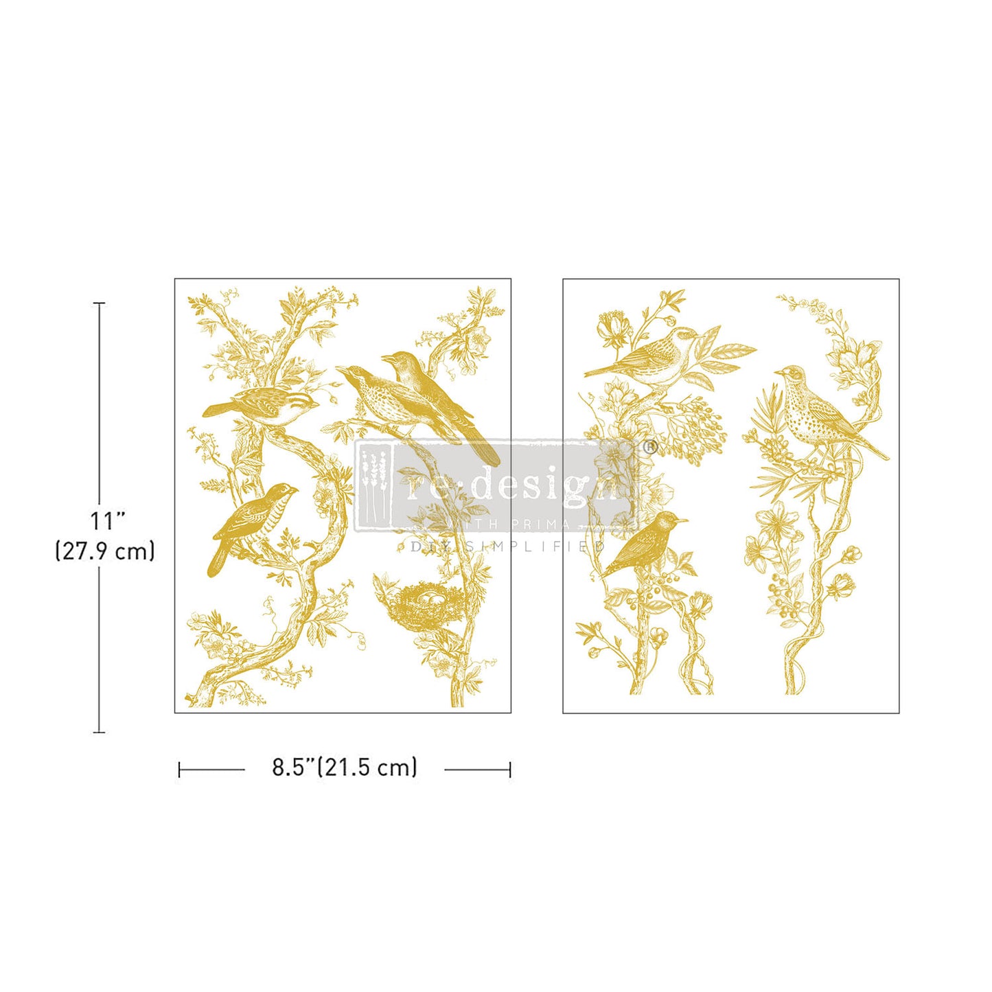 Re-Design With Prima® Middy Transfers - Golden Serenade - 8.5x11" 3 Sheets