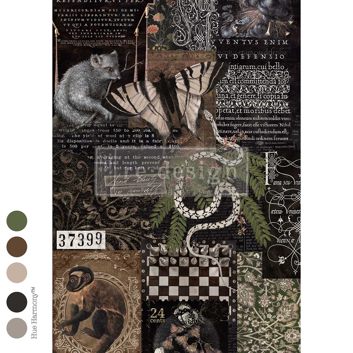 Re-Design With Prima® A1 Decoupage Fiber - Serpents Gambit 23.4x33.1"