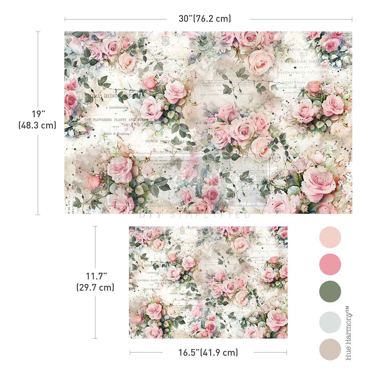 Re-Design With Prima® Decoupage Fiber - Rosy Reverie A3 & 19.5x30" Set