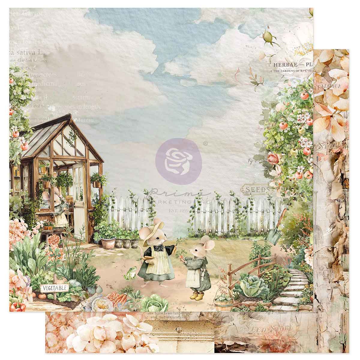 Prima Marketing - Homegrown 12x12 Paper Sheet, Garden Talk