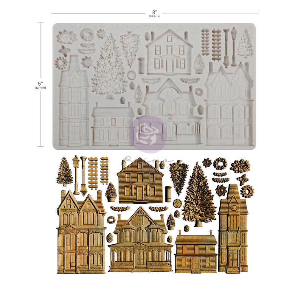Finnabair Decor Mould Winter Town 5x8"