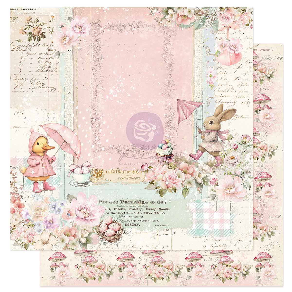 Prima Marketing - Sweet Spring 12x12 Paper Sheet, Rainy Day Kisses