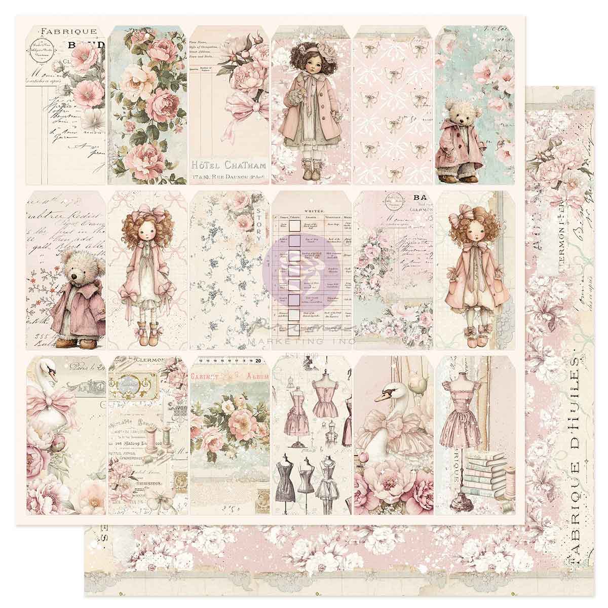 Prima Marketing - Buttons & Keepsakes 12x12 Paper Sheet, Found Treasures