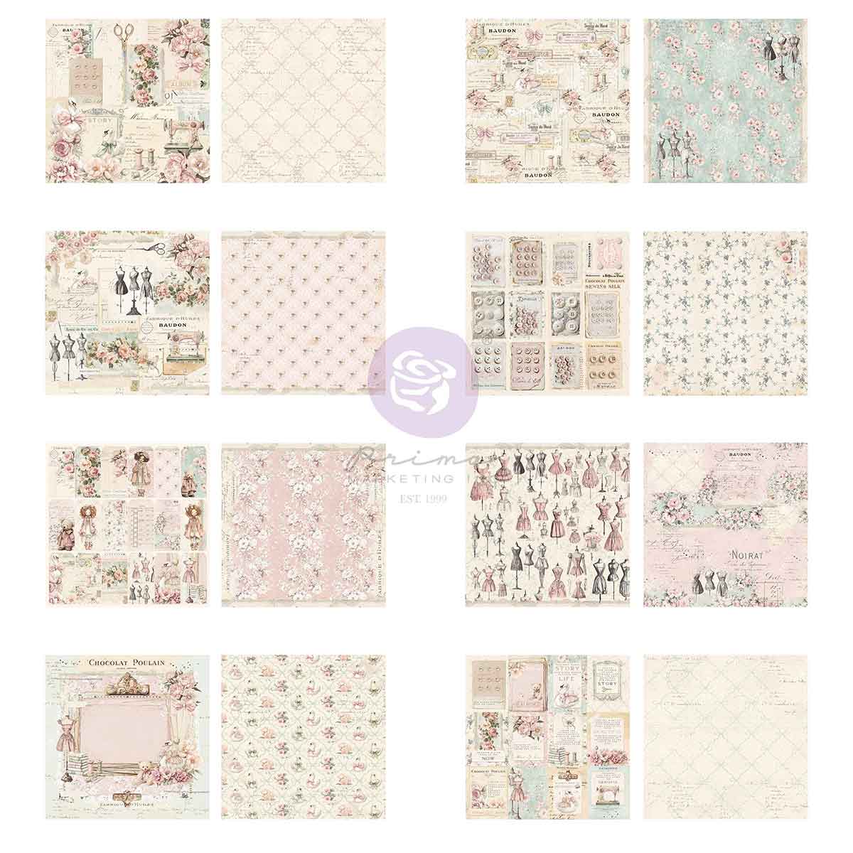 Prima Marketing - Buttons & Keepsakes 8x8" Paper Pad