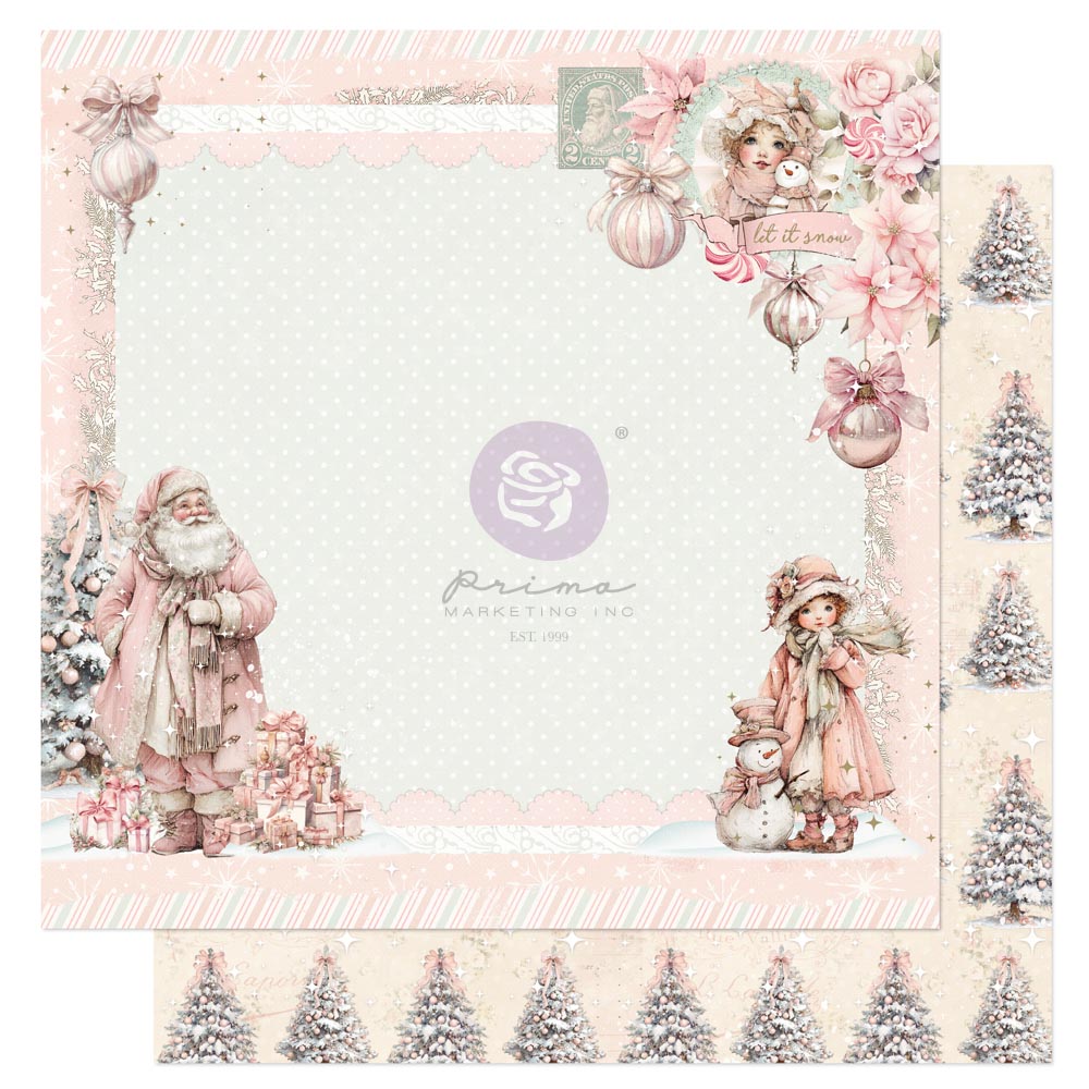 Prima Marketing - Christmas Blush Collection Paper Snowy Memories 12x12"