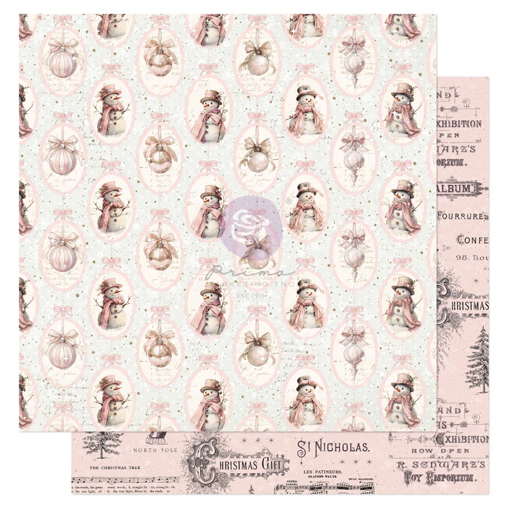 Prima Marketing - Christmas Blush Collection Paper All Bundled Up 12x12"