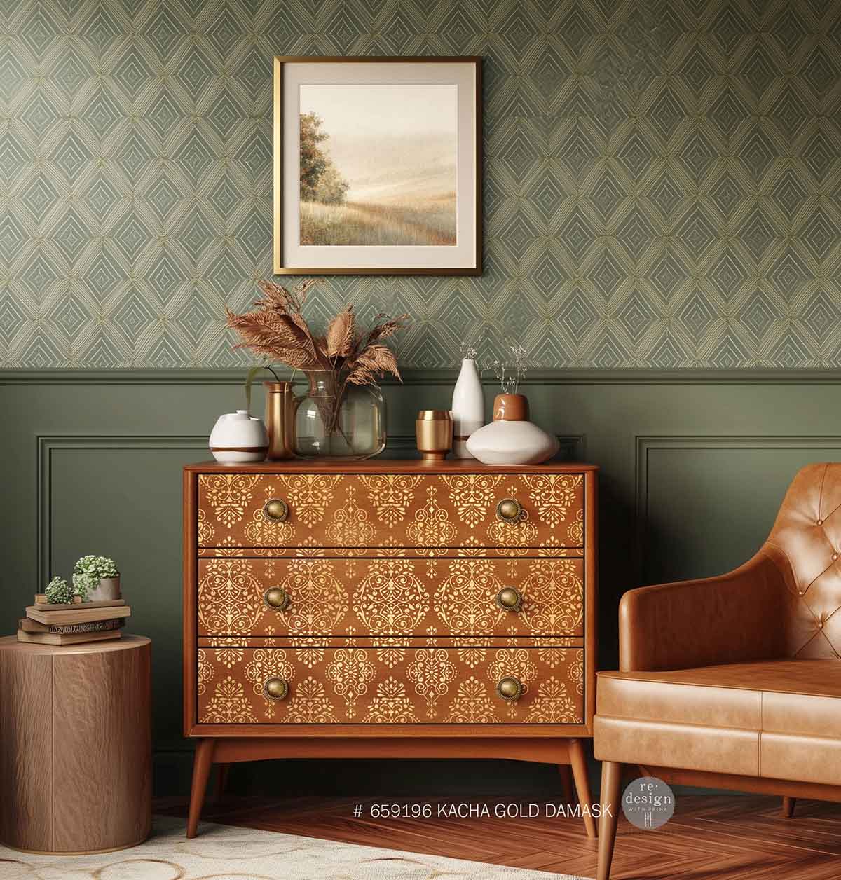 Re-Design With Prima® Decor Transfers - Kacha - Golden Damask 24x35"