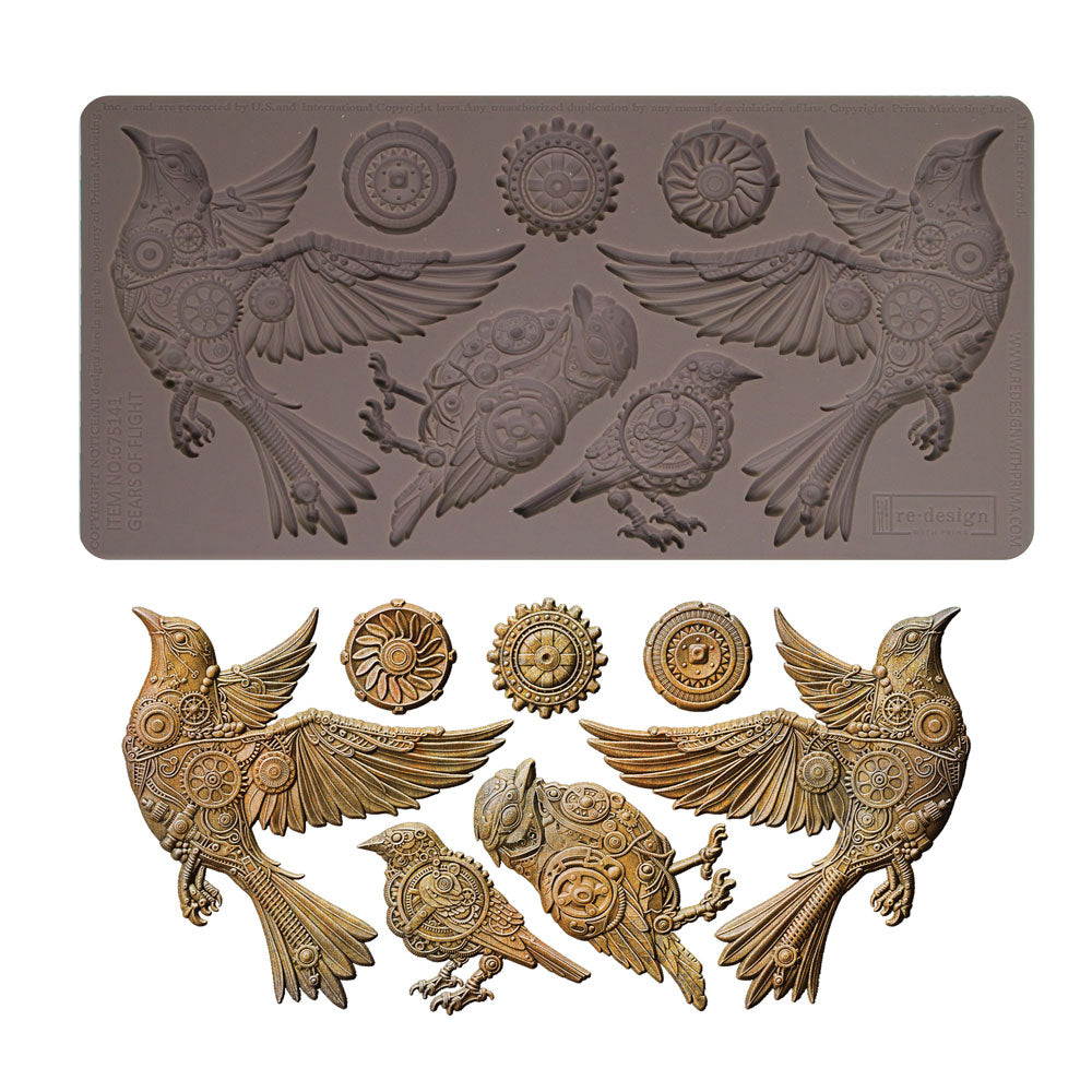 Re-Design With Prima® Decor Moulds – Gears of Flight 5x10"