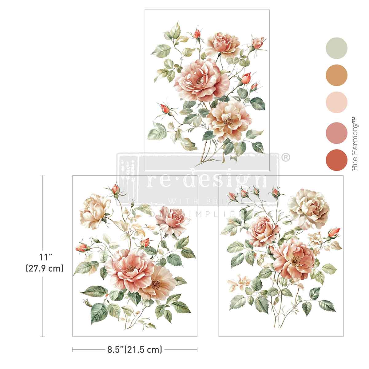 Re-Design With Prima® Middy Transfers - Gentle Symphony - 8.5x11" 3 Sheets