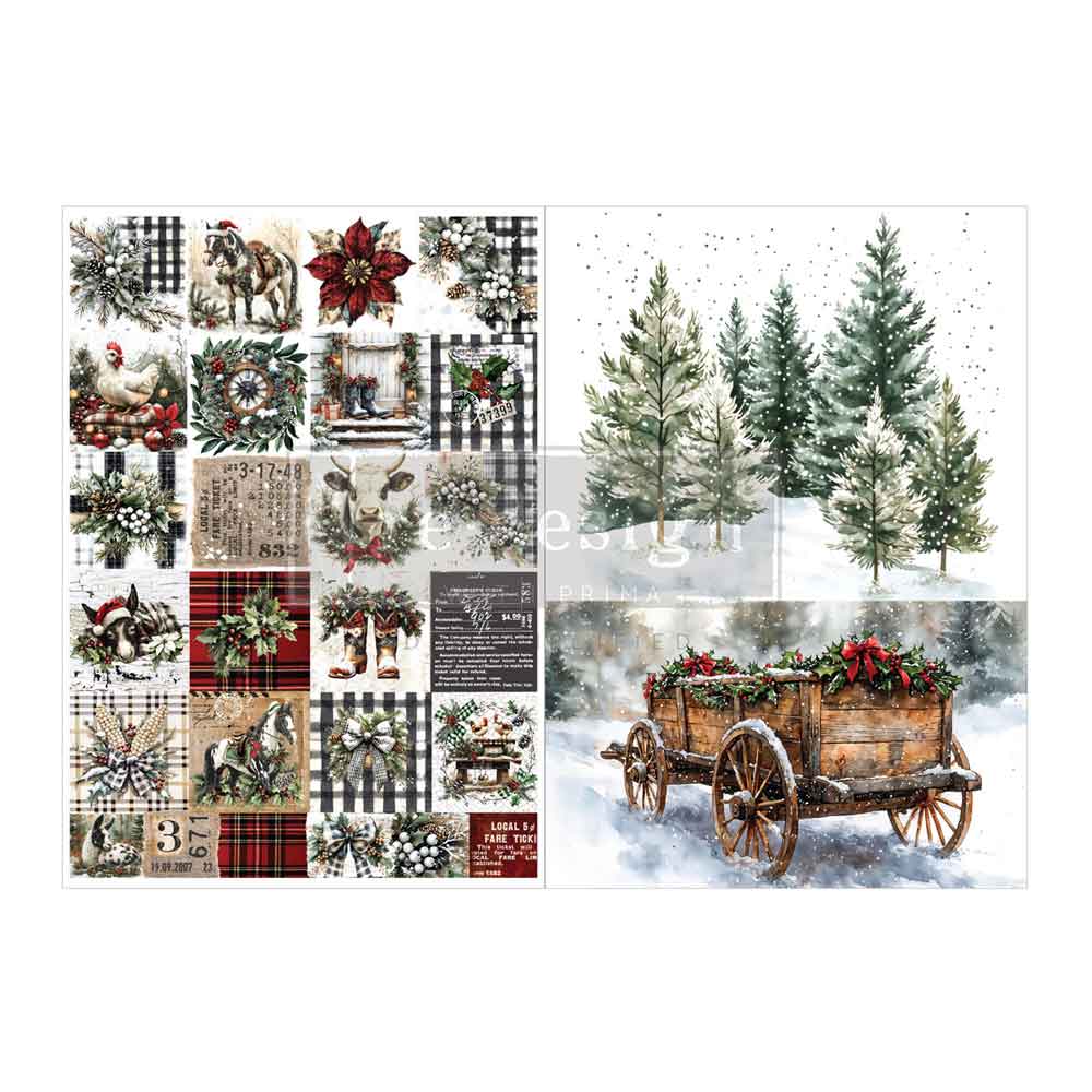Re-Design With Prima® A4 Decoupage Fiber - Farmhouse Frost 8.27x11.69" 2 Sheets