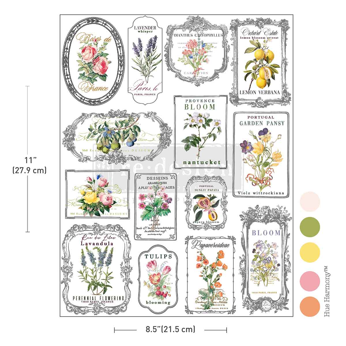 Re-Design With Prima® Middy H2O Transfers - Whispers & Petals 8.5x11"