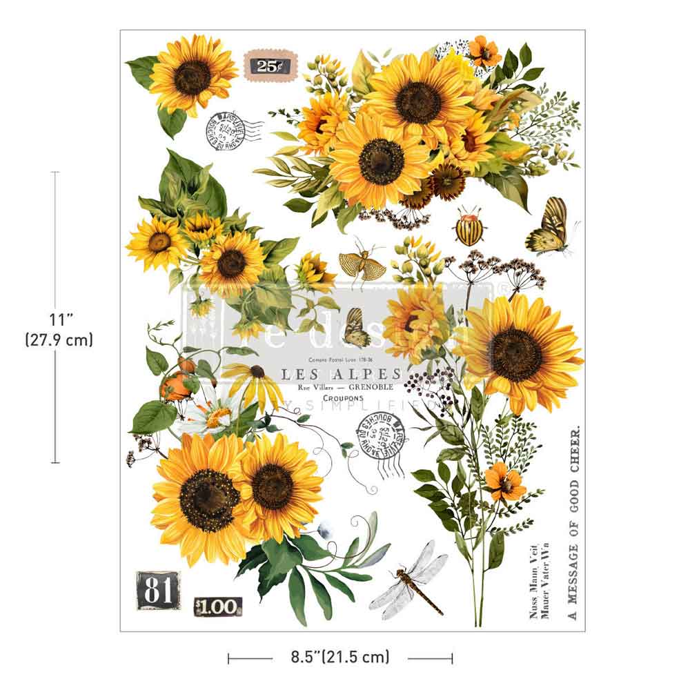 Re-Design With Prima® Middy H2O Transfers - Rustic Amber Petals 8.5x11"