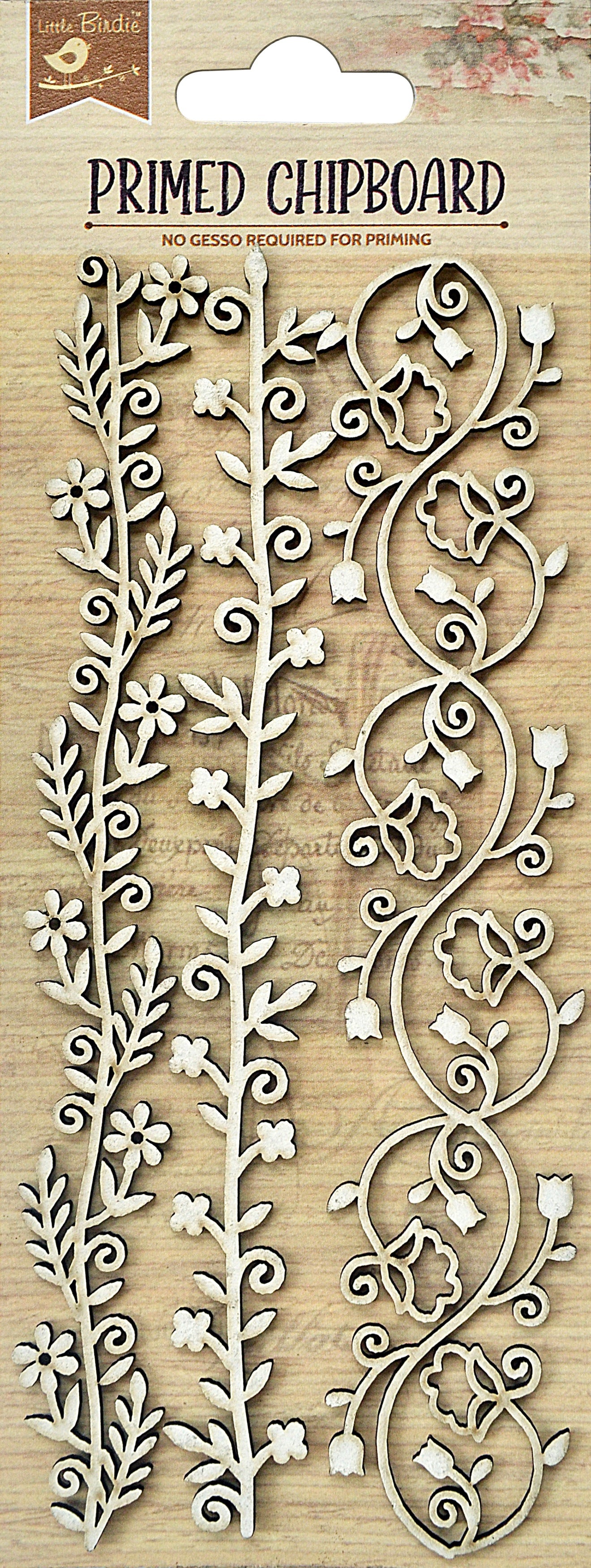 Little Birdie - Laser Cut Primed Chipboard - Vine Blooms