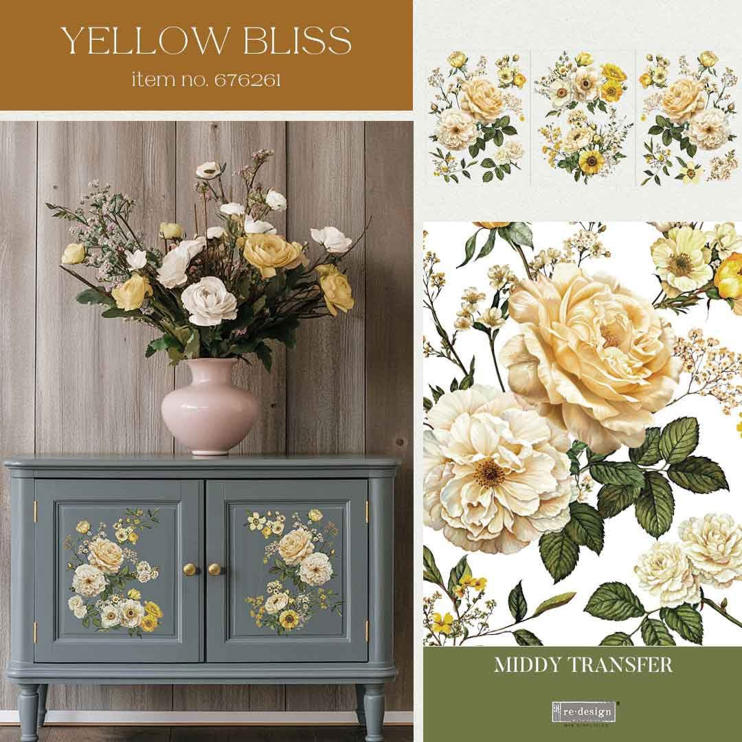 Re-Design With Prima® Middy Transfers - Yellow Bliss - 8.5x11" 3 Sheets