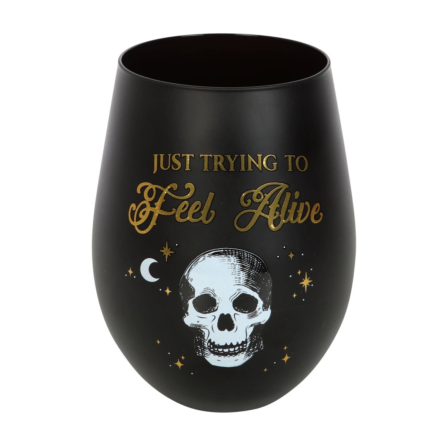 Something Different Wholesale Trying to Feel Alive Skull Stemless Wine Glass