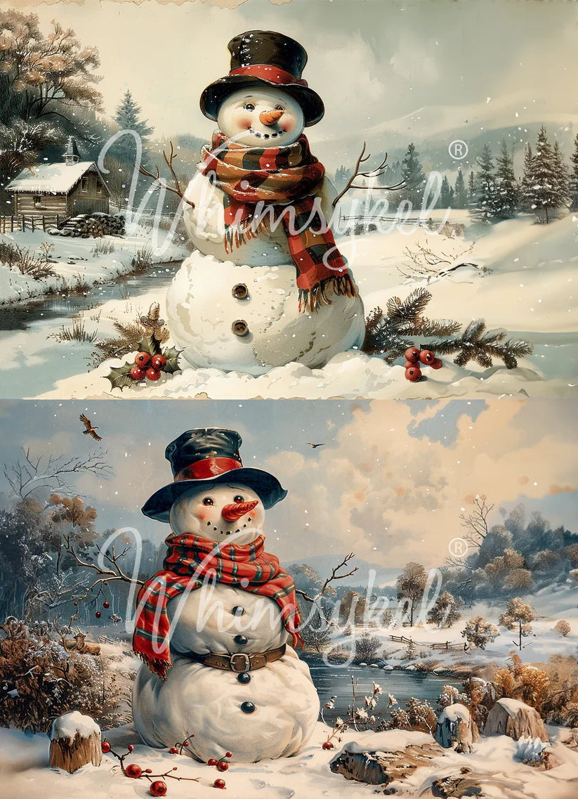 Whimsykel Designs : Decoupage Paper : Snowman Duo 21x29
