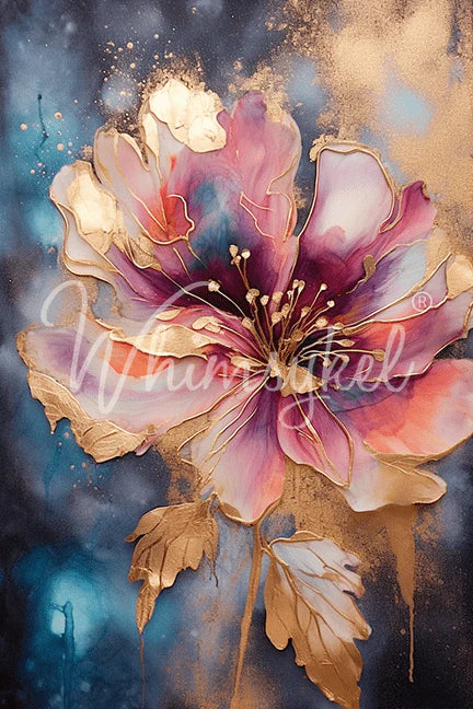 Whimsykel Designs : Decoupage Paper : Floral Metallic Ink 14x20" & 21x29"