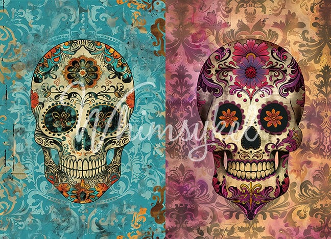 Whimsykel Designs : Decoupage Paper : Sugar Skull Divas 29x21