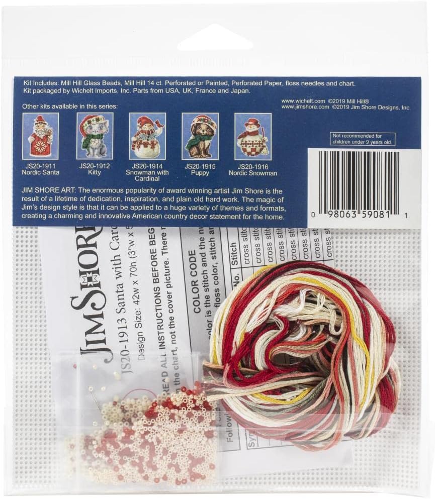 Jim Shore Santa With Cardinal Cross Stitch Kit