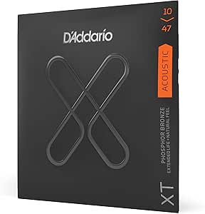 D'addario xt .010-.047 phosphor bronze exlife acoustic guitar strings XTAPB1047