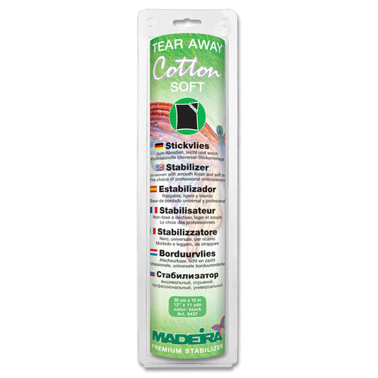 Cotton Soft Black MADEIRA Tear-Away Stabilizers, 30 cm x 10