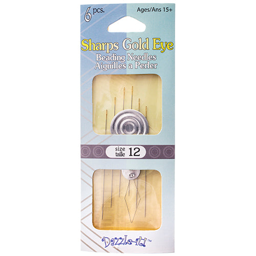 Sharps Gold Eye Beading Needle w/Threader Size 12