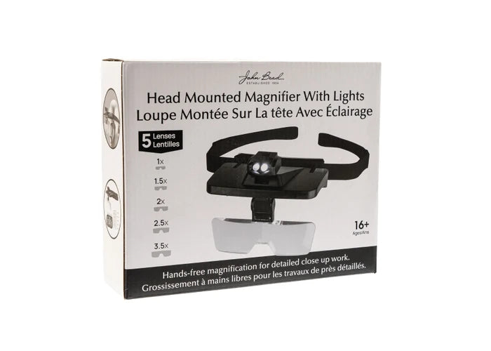 Head Mounted Magnifier With Lights Black Magnification 1.0x/