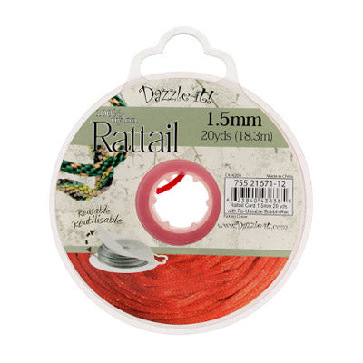 Rattail Cord w/ Re-Useable Bobbin : 20 Yards, 1.5mm