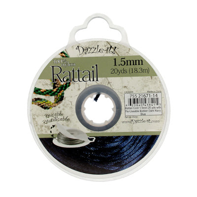 Rattail Cord w/ Re-Useable Bobbin : 20 Yards, 1.5mm
