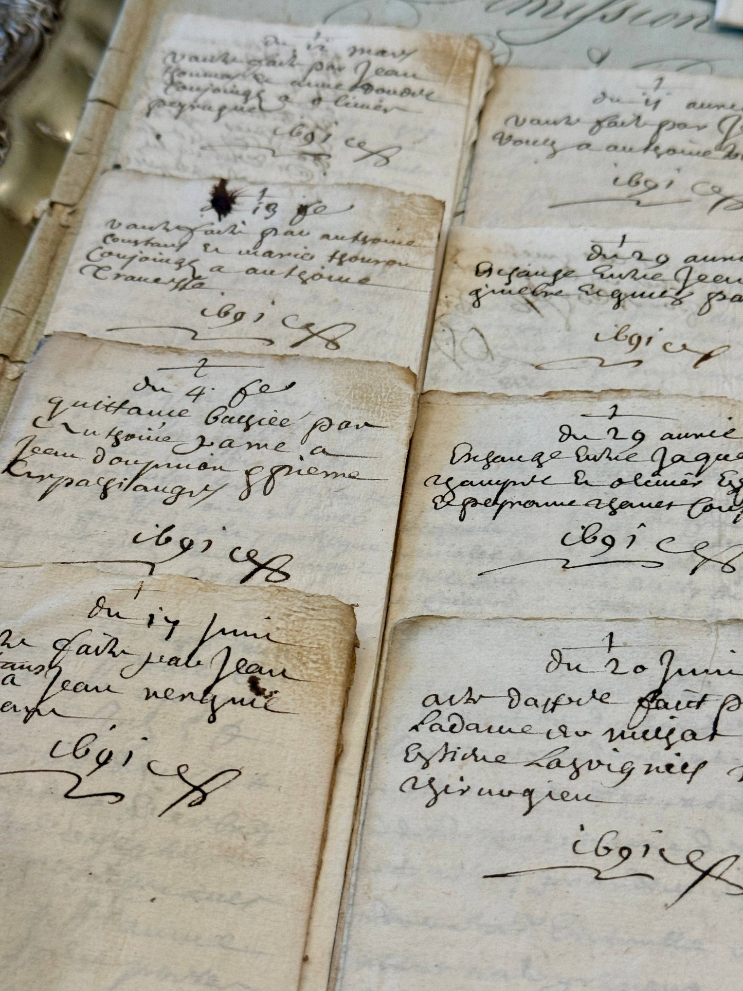 Monahan Papers - Antique 1691 French Documents - 333 Years Old