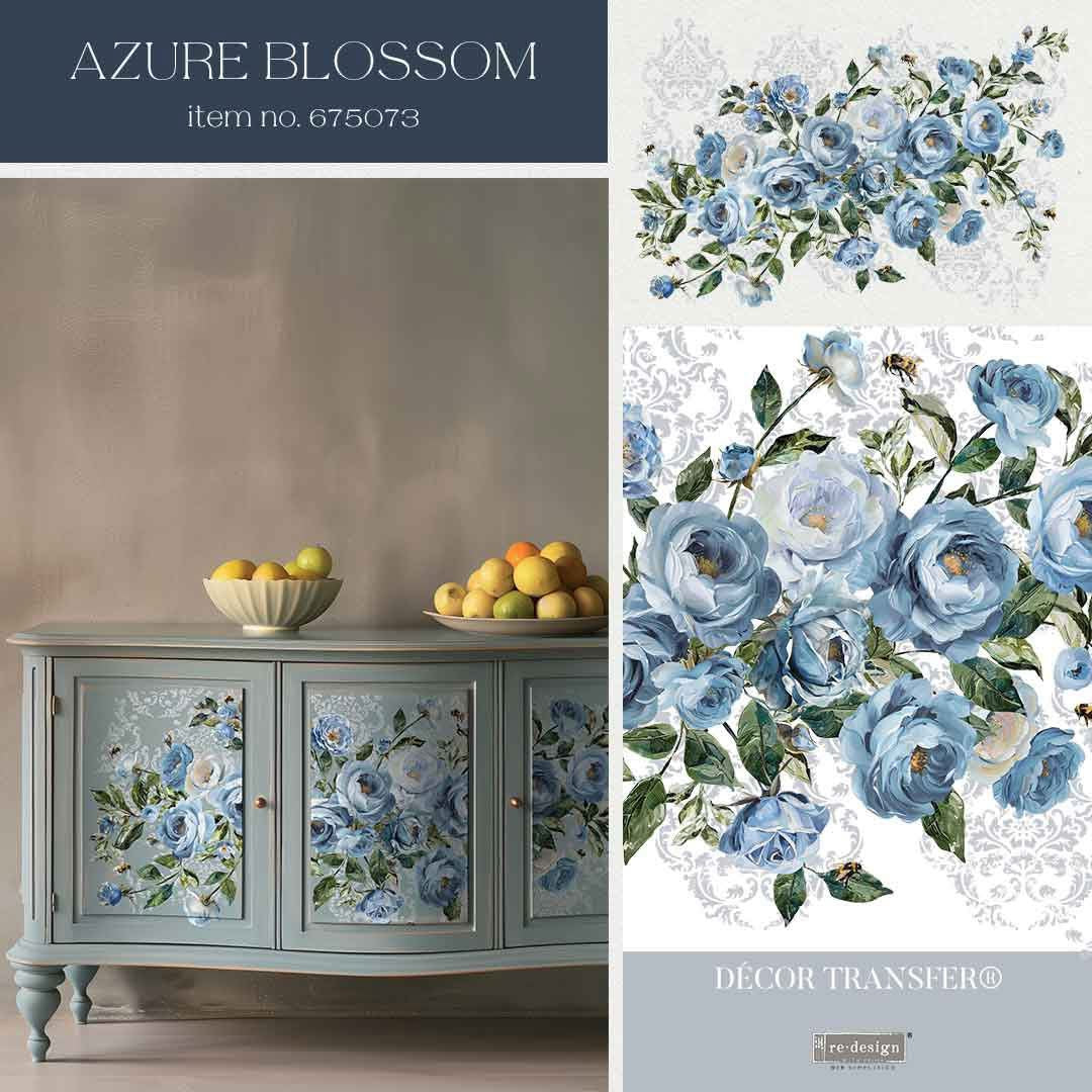 Re-Design With Prima® Decor Transfers - Azure Blossoms - 24x35"
