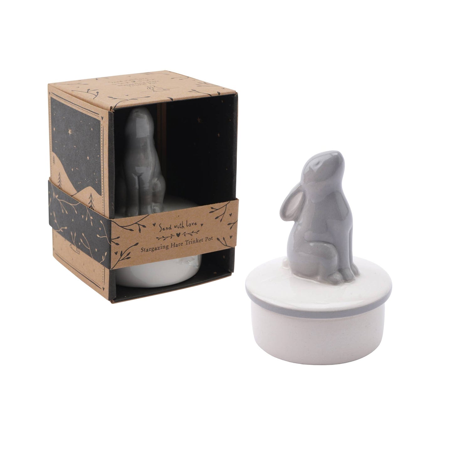 Send Love Ceramic Star Gazing Hare Trinket Pot