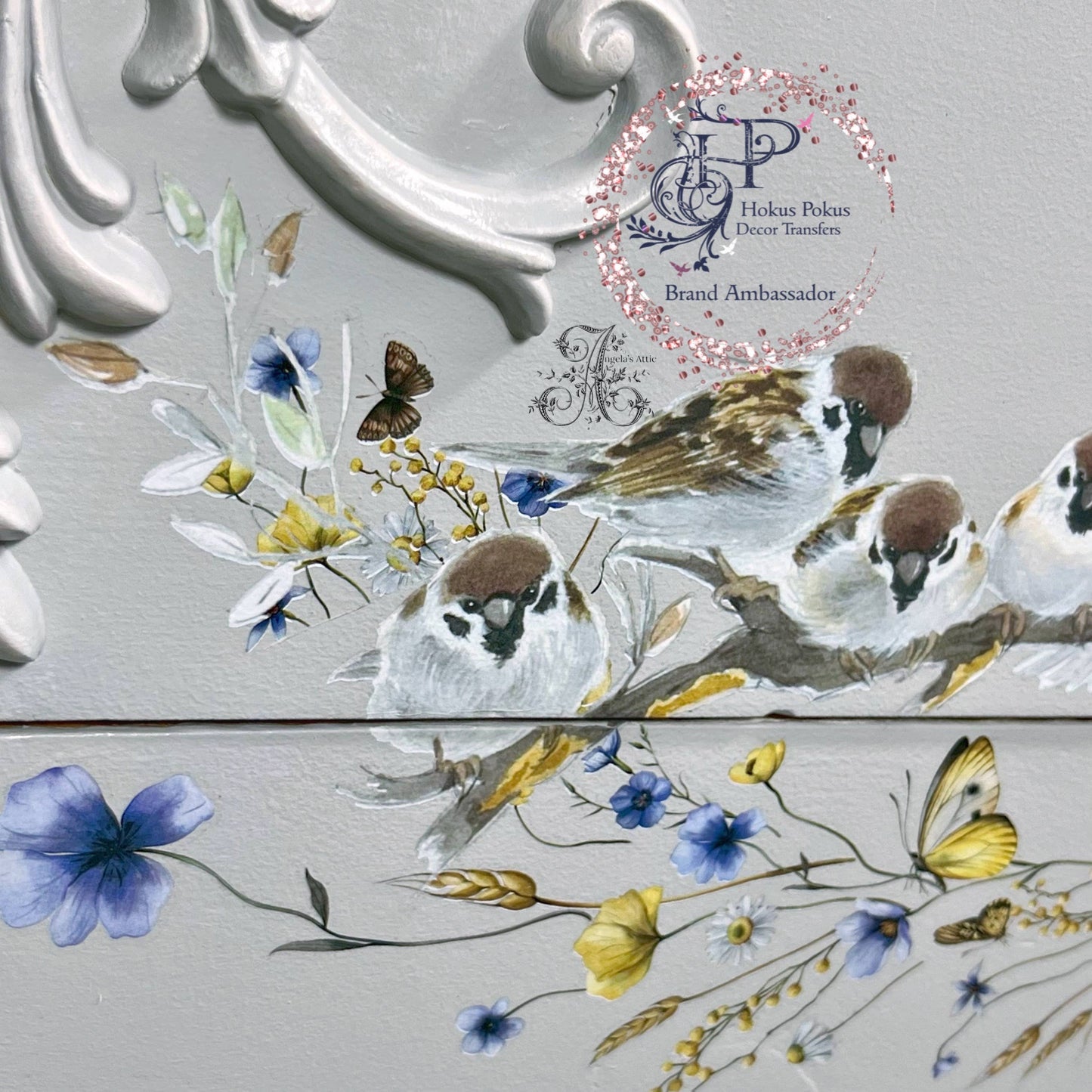 Hokus Pokus - Petite Transfer - Garden Tweets 12.4x11.8"