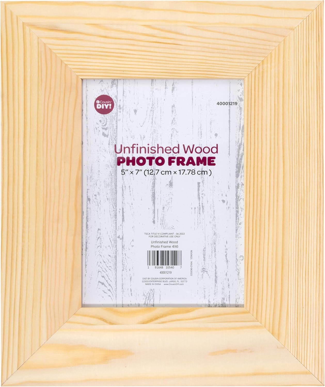 CousinDIY Unfinished Wood Photo Frame 5x7"
