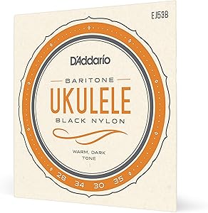 D'ADDARIO EJ53B BARITONE UKELELE BLACK NYLON STRINGS