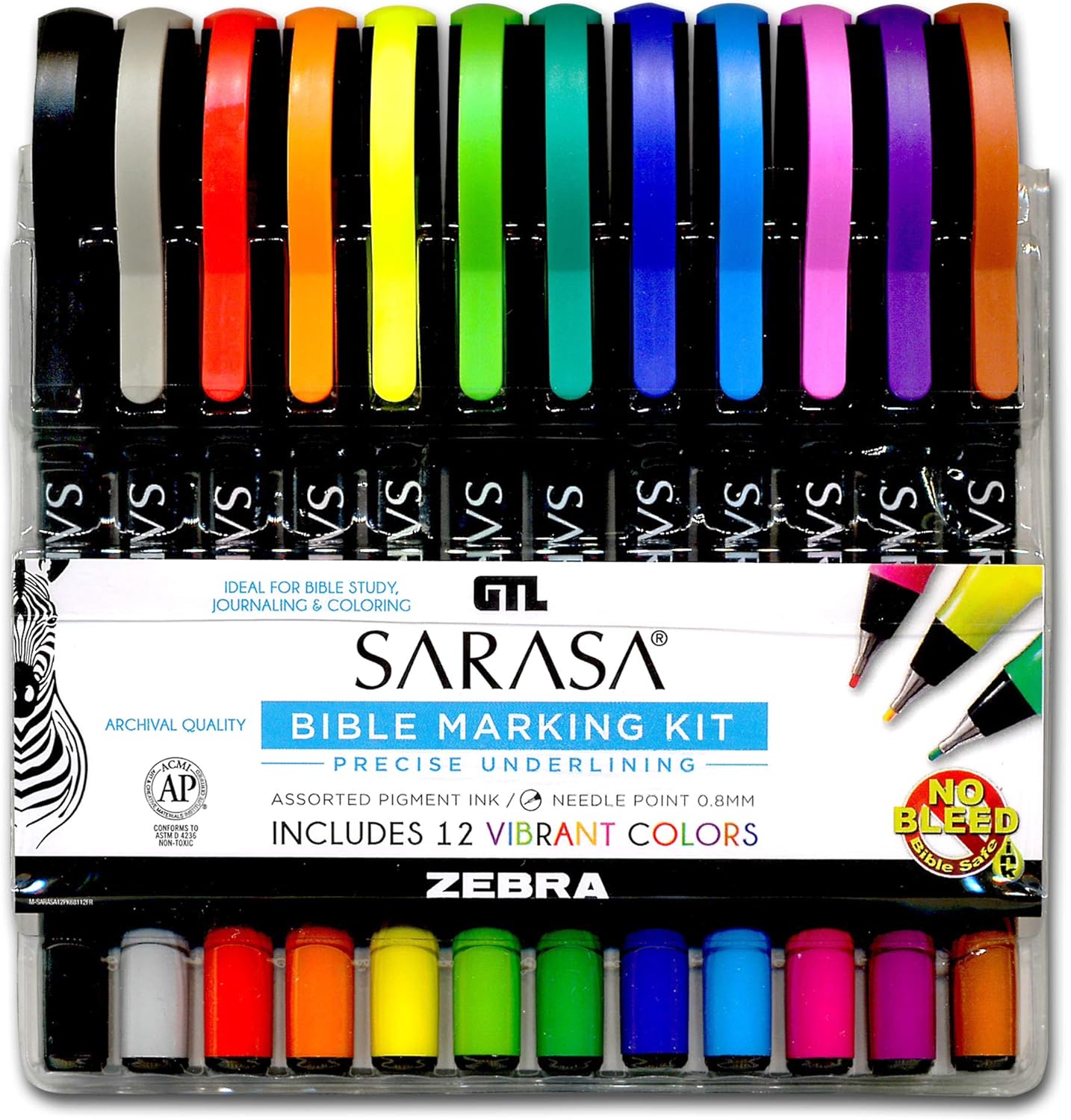 Zebra Sarasa Fineliner Bible marking Kit set of 12