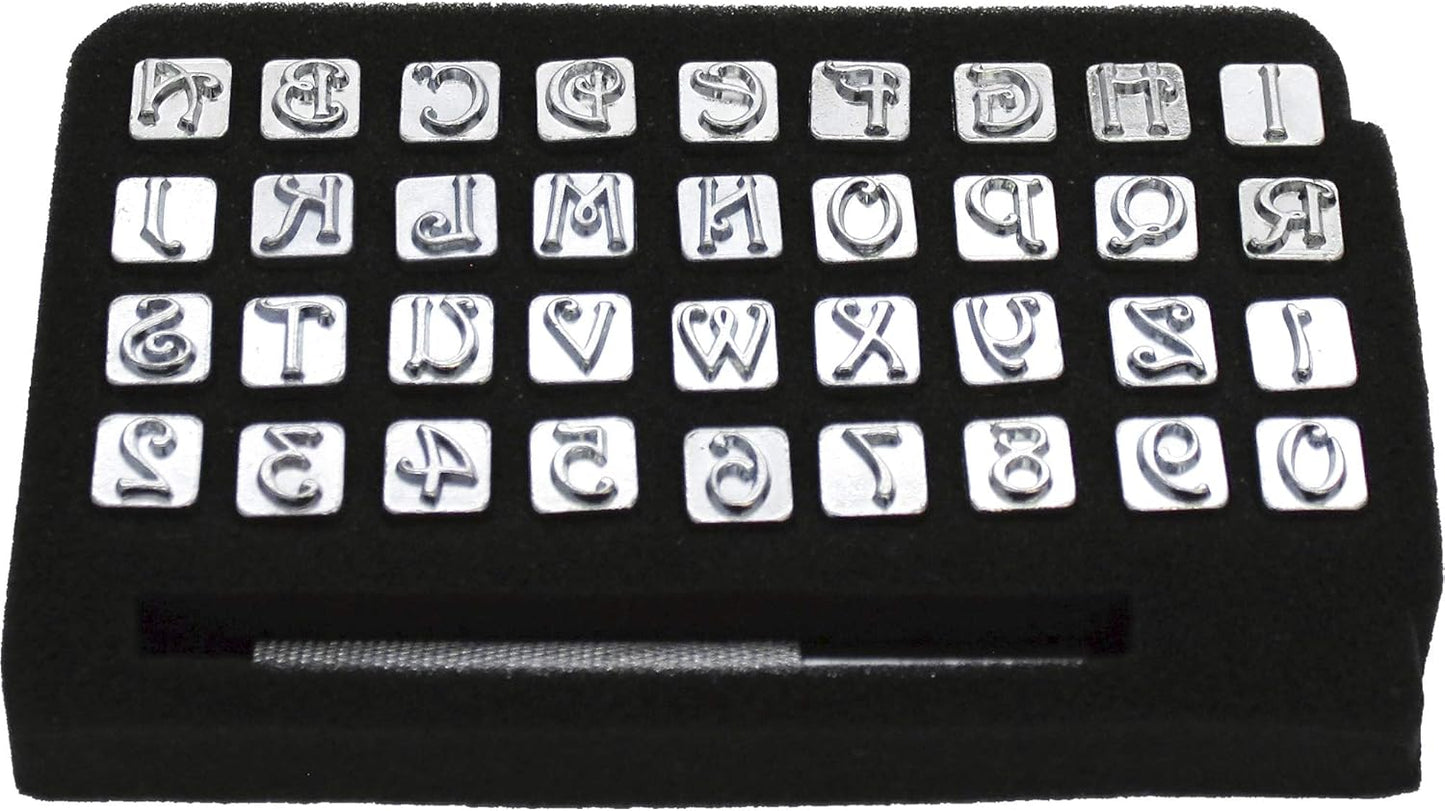 Realeather Fancy Alphabet & Number Stamp Set 3/8"