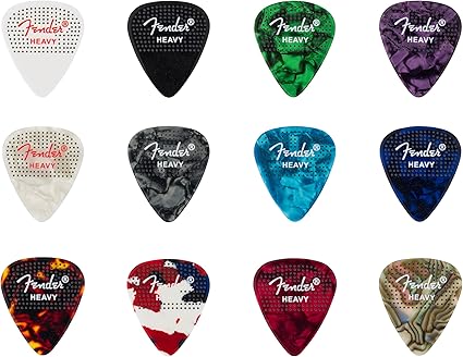 fender dotted cellulose picks 12 pack heavy