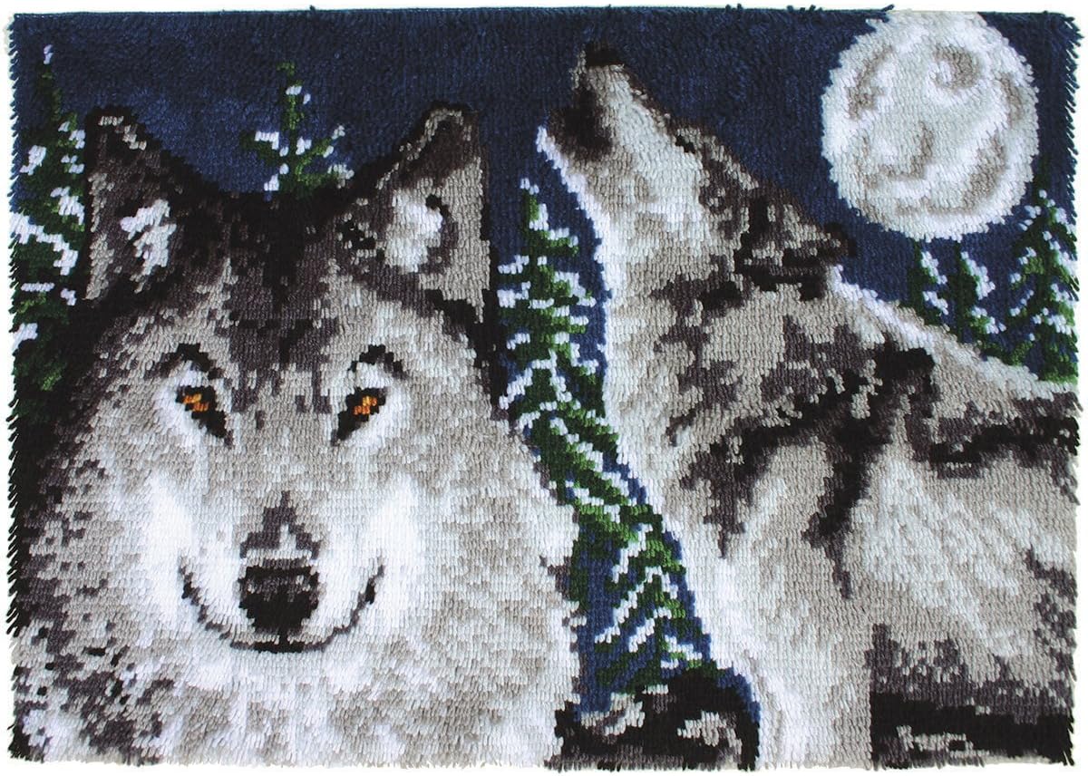 Wonderart : Latch Hook Kit - Midnight Wolves