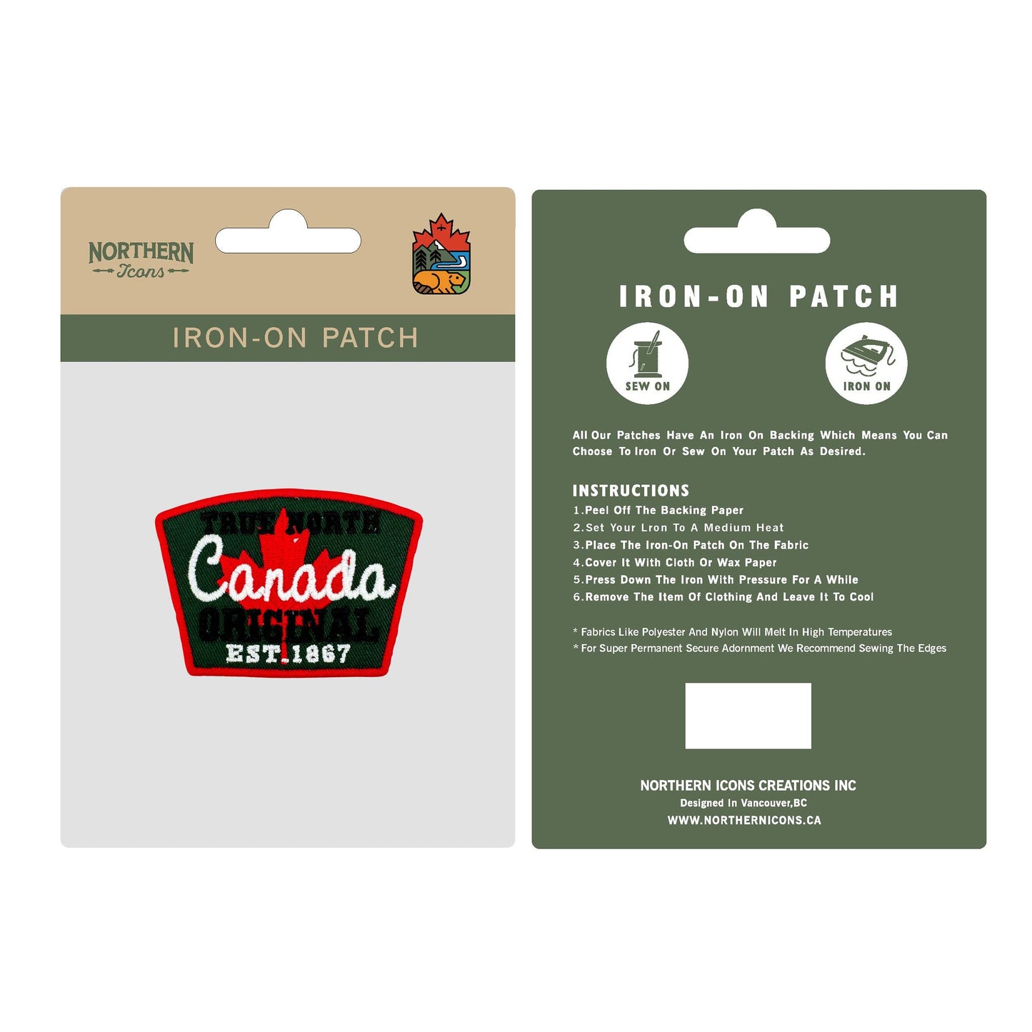 Iron On Patch Canada Green & Red