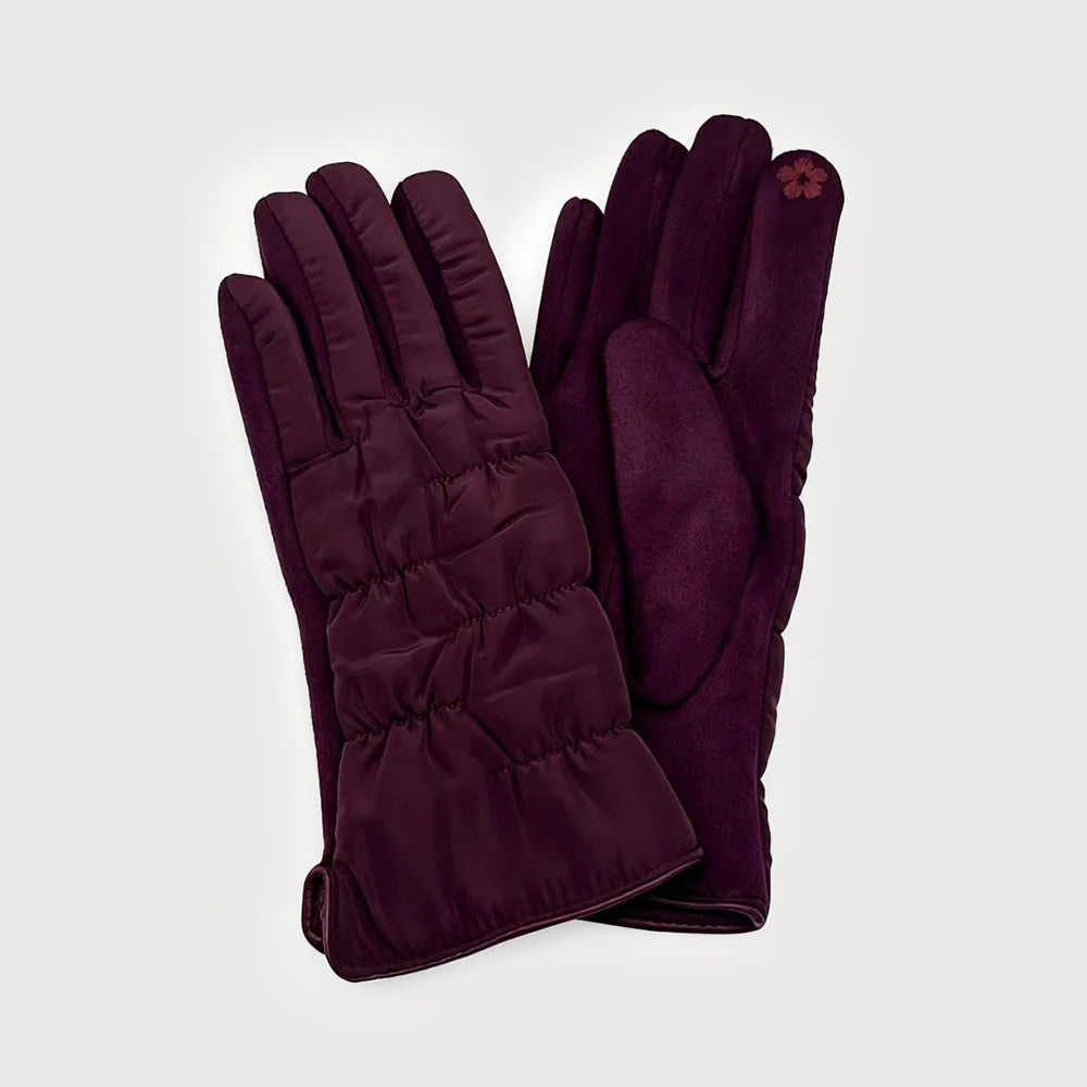 Matte Quilted Gloves Burgandy