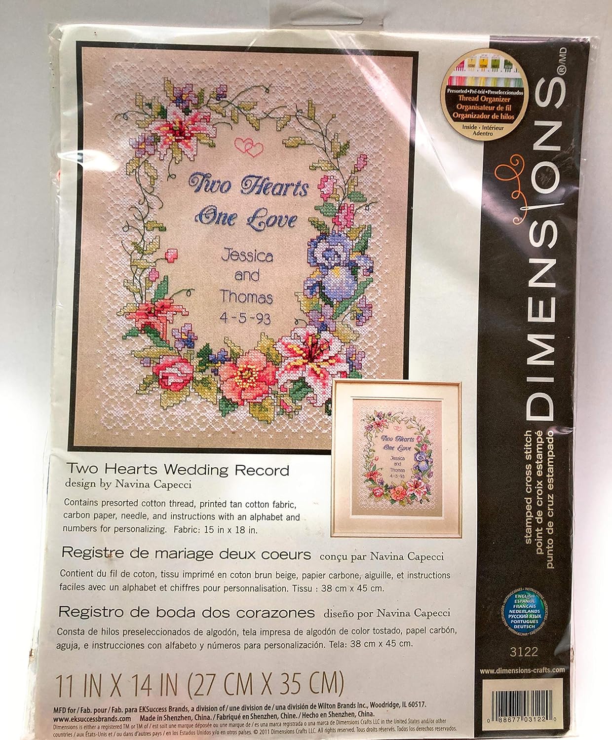 Two Hearts Wedding Record Crosstitch Kit