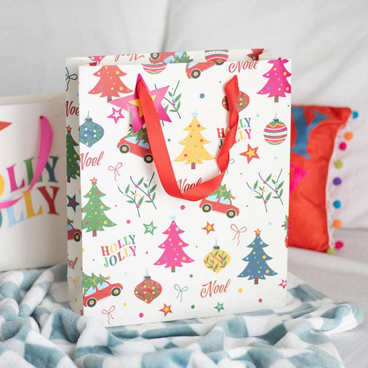Something Different Wholesale 23cm Medium Colourful Nostalgic Christmas Print Gift Bag
