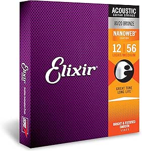 Elixir 80/20 bronze nanoweb .012-.056 light/med acoustic strings 11077