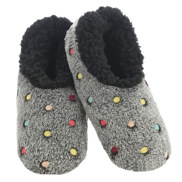 Snoozies! - Lotsa Dots Black Slippers - Size Variety
